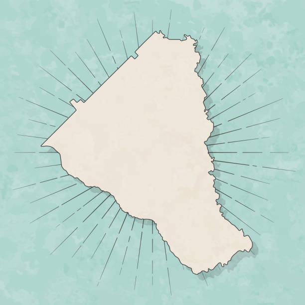 Map of Wheeler County - Georgia, in a trendy vintage style. Beautiful retro illustration with old textured paper and light rays in the background (colors used: blue, green, beige and black for the outline). Vector Illustration (EPS file, well layered and grouped). Easy to edit, manipulate, resize or colorize. Vector and Jpeg file of different sizes.
