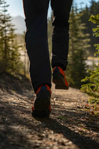 istock Mature man runs through forest in autumn 2182870252