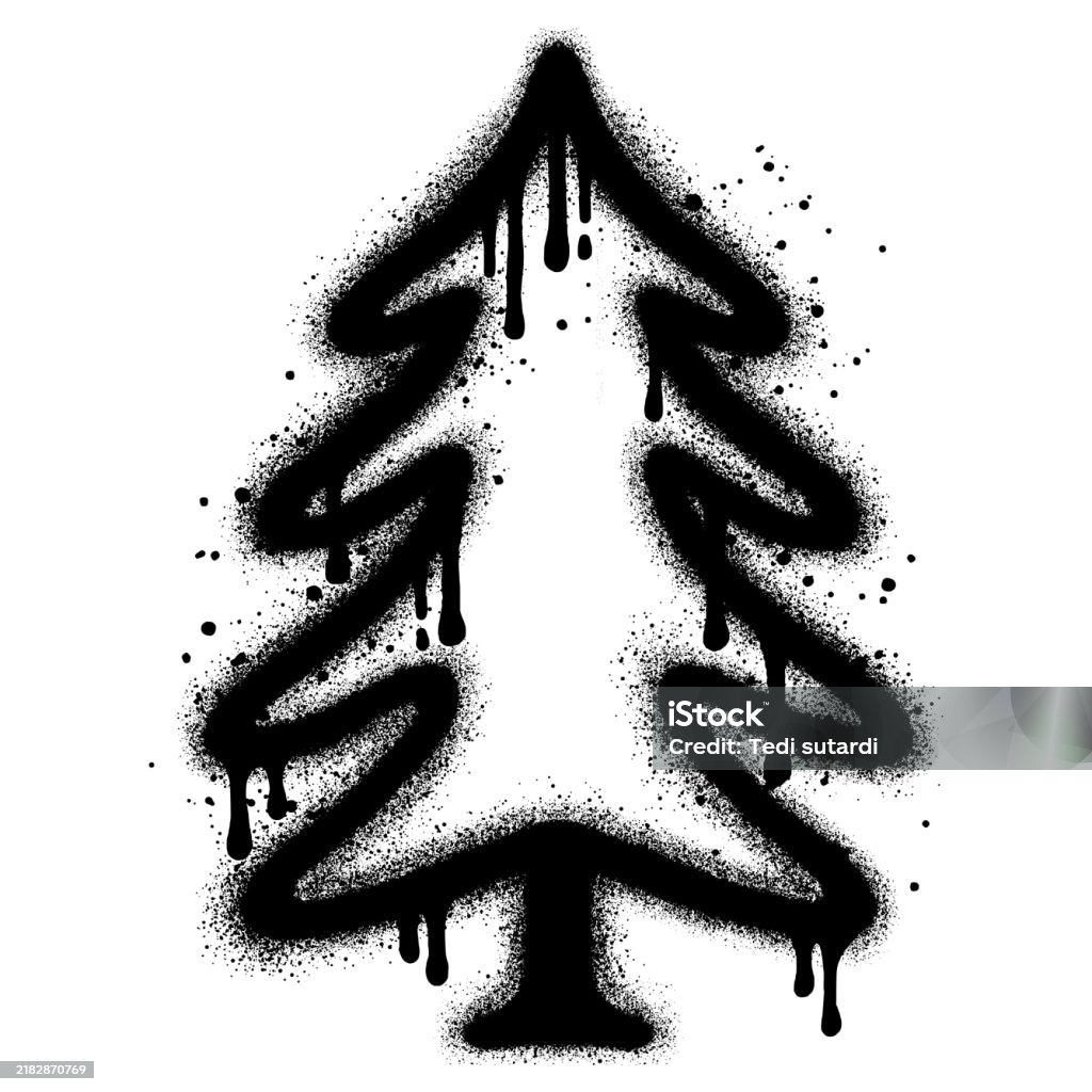 Abstract Tree Graffiti Pine Trees Graffiti With Black Spray Paint Vector Illustration Stock ...