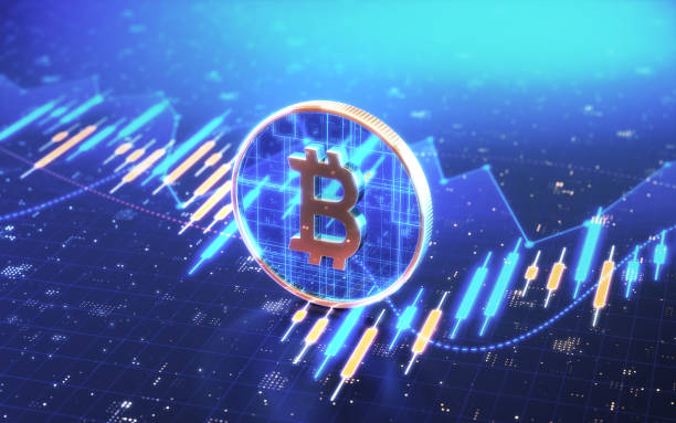 istock Metal Shiny Bitcoin Symbol on Finance Background (FED) 2182873094