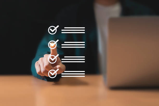 istock Electronic document review on virtual screens Businessman checks electronic documents, borderless communication technology 2182874150