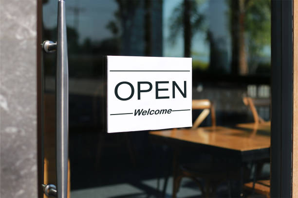 istock a sign that says open is on a door 2182874246