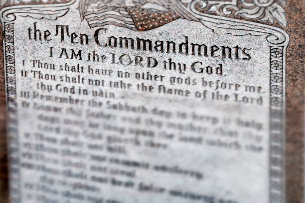 istock Ten Commandments on Display in City Park Texture Spiritual Commands 2182877652