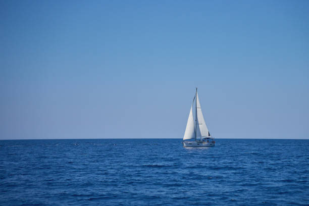 istock Luxurious yacht in sea on summer day 2182879145