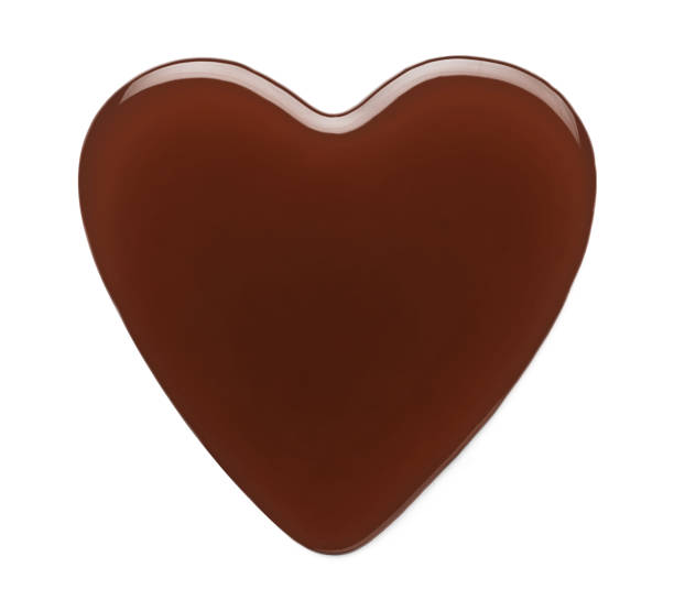 istock Heart shaped dark chocolate sauce on white background 2182881042