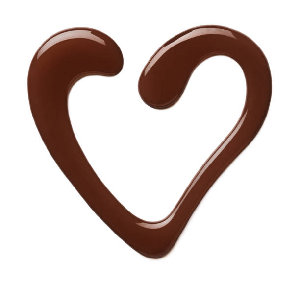 istock Heart shaped dark chocolate sauce on white background 2182881069