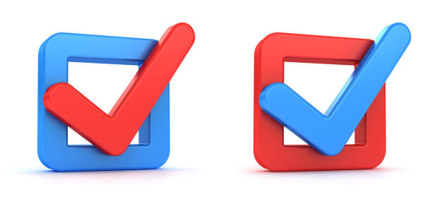 istock Check mark signs. Blue and Red colors. Isolated on the white background. 2182883373