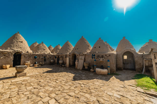 View of Harran Kumbet adobe houses from different angles.Sanliurfa, Turkey.