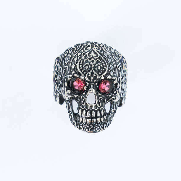 istock An original ring with skeleton-shaped eyes made of red stone 2182886928