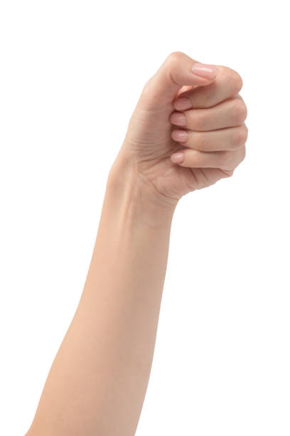 istock Woman hands with nude manicure isolated on a white background. 2182891581