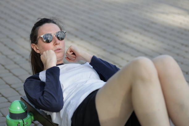 A woman taking a break during a bike ride in Montreal.