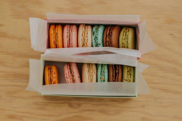 istock colorful macaron cookies on dessert platter in Paris 2182908587
