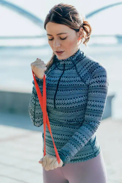 Beautiful young woman exercising outdoor Beautiful young woman exercising outdoor
