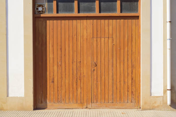 istock wooden board garage door entrance 2182909609