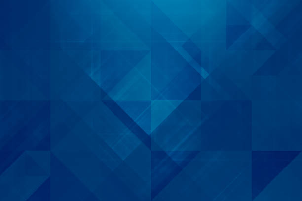 A dark blue abstract background with overlapping geometric shapes, including triangles and squares. The image has a soft, layered look with subtle gradients and transparent effects, creating a modern and sophisticated style.