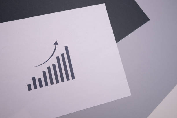 Financial graphs, statistics diagram and data. Annual presentation, infographic. Economic report, accounting. Growth analysis, business success. Analytics and management. Investments and technology