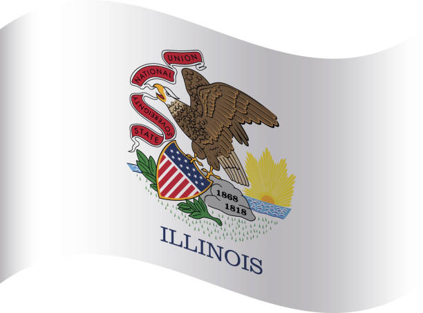 istock Waving federal state flag of ILLINOIS 2182915769