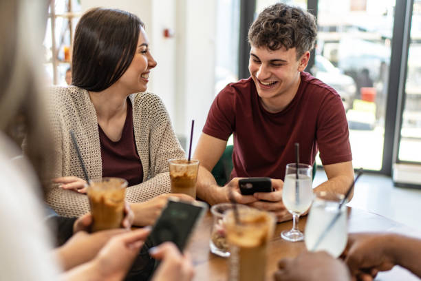 istock Young diversity friends talking in a cafe 2182916413