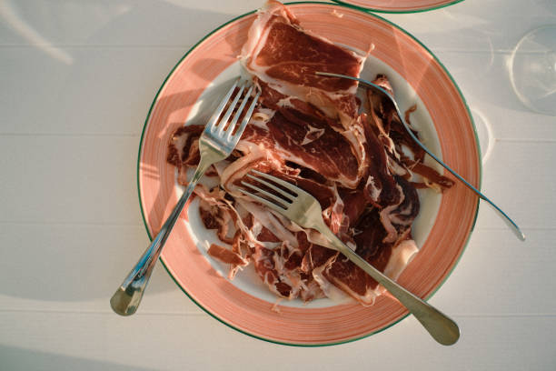 Plate of jamon with 3 forks