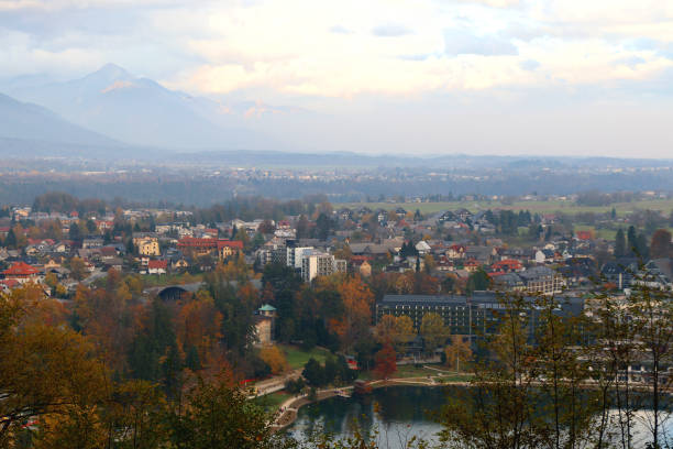 istock Traditional Architecture And Autumn Leaves On Lake Bled 2182924467