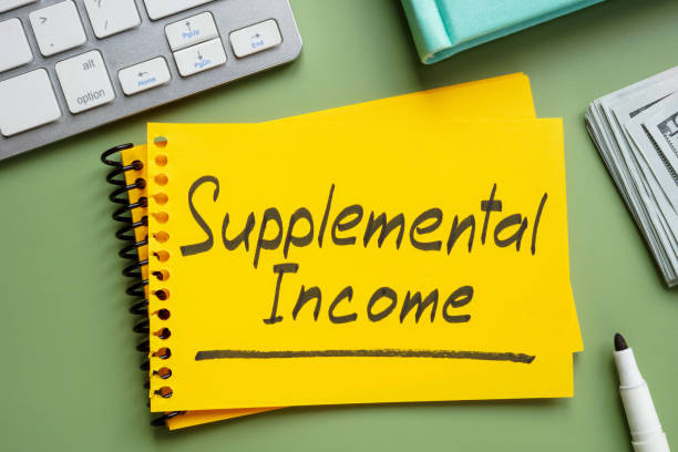 istock Supplemental income note in yellow notepad. Symbolizes additional revenue. 2182924939