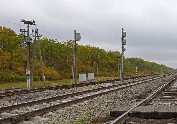 istock Railway tracks stretching into the distance 2182925751
