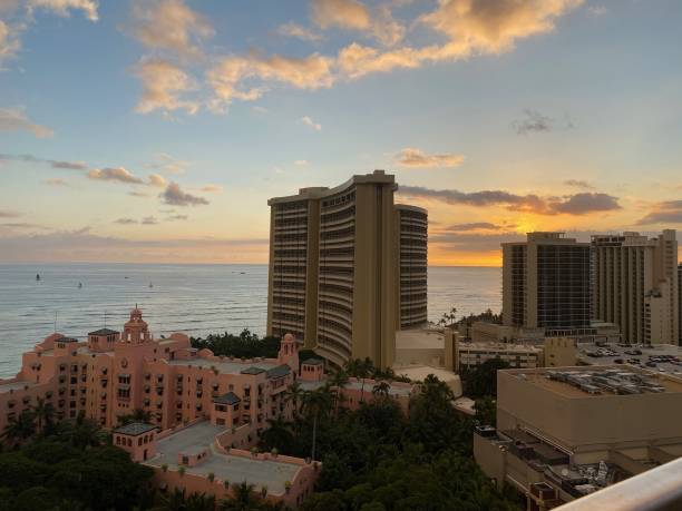 istock Waikiki Sunset Skyline Overlooking the Ocean 2182928760