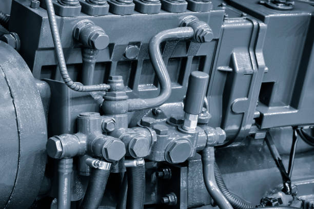 diesel engine. Fragment of a diesel motor close-up. Engine details  Diesel engine  backgroundbackground