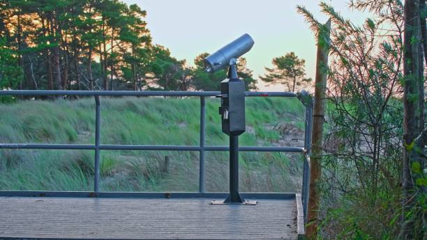istock Sightseeing Point with Tower Viewer Coin Operated Telescope Permanently Mounted on a Stalk 2182929203