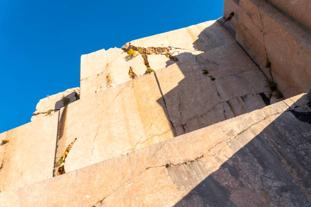 Old marble quarry at Velebit mountain again clear blue sky, Croatia