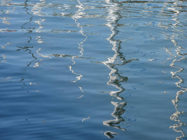 Rippling water reflections at the dock, capturing the serene interplay of light and movement in the afternoon sun