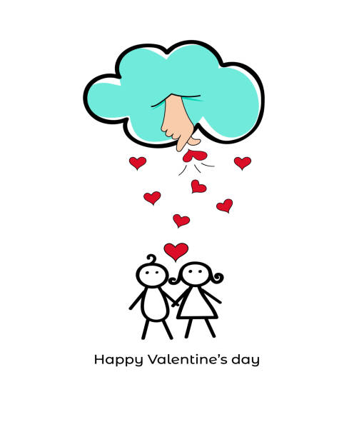 istock A couple of cartoon characters in love holding hands 2182935803