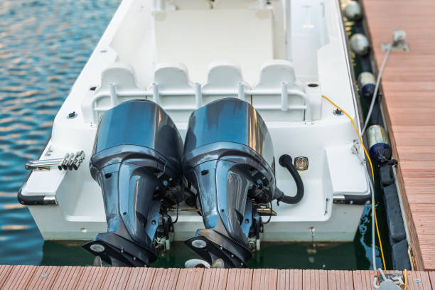 istock two powerful engines of a boat in a marina 2182936587