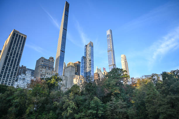 New York City, USA - July 22, 2023: manhattan skyscraper view from central park in ny city.