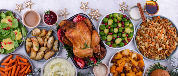 istock Christmas festive dinner with traditional dishes 2182944314