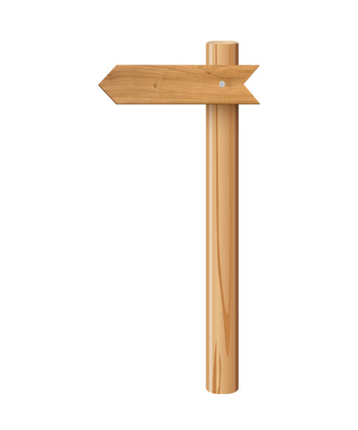 istock 3d wooden signboard vector illustration. Realistic wood sign post. Blank arrow with wood texture, plywood road pointer. City guidance 2182944358
