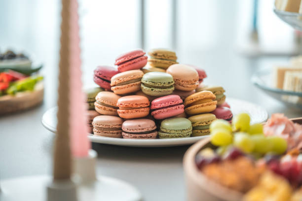 Delightful Macarons Palette on Baby Shower Dessert Table