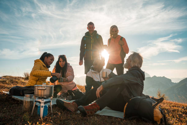 istock Tea Time Delight for Diverse Hiking Crew 2182945799