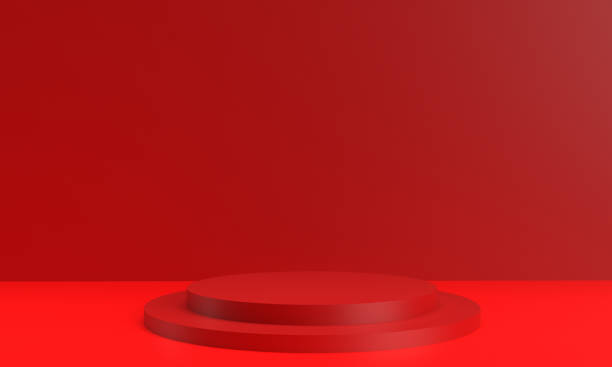 istock Red pink orange gradient color podium stage stand step showcase background wallpaper empty blank 2024 2025 chinese happy new year valentine day 14 fourteen february love romantic wedding product 2182951640