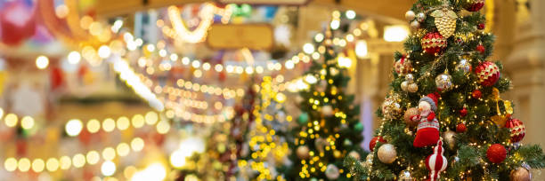 istock Christmas background, sparkling lights, festive ornaments, winter celebration, banner 2182956681