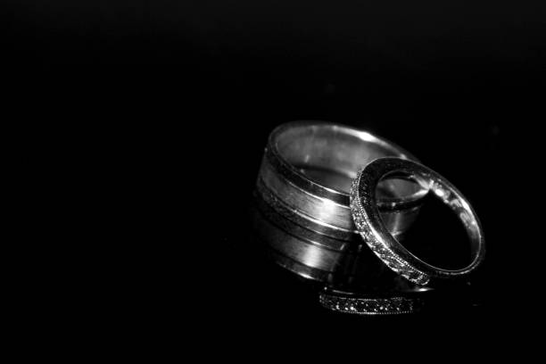 istock Elegant wedding bands showcase love and commitment in timeless silver design 2182958342