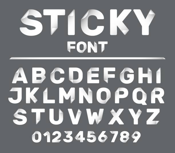 istock Curved corners paper font. Foil sticker alphabet. Peeling ABC. White letters and numbers. Typography design. Rounded shapes with curled effect. 3D imitation. Vector alphabetical icons set 2182959618