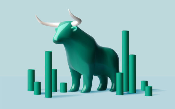 istock Abstract Green Bull with Rising Bar Graph for Stock Market Growth Concept 2182959662