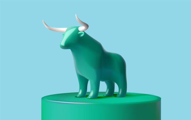 istock Abstract Green Bull with Rising Bar Graph for Stock Market Growth Concept 2182959671
