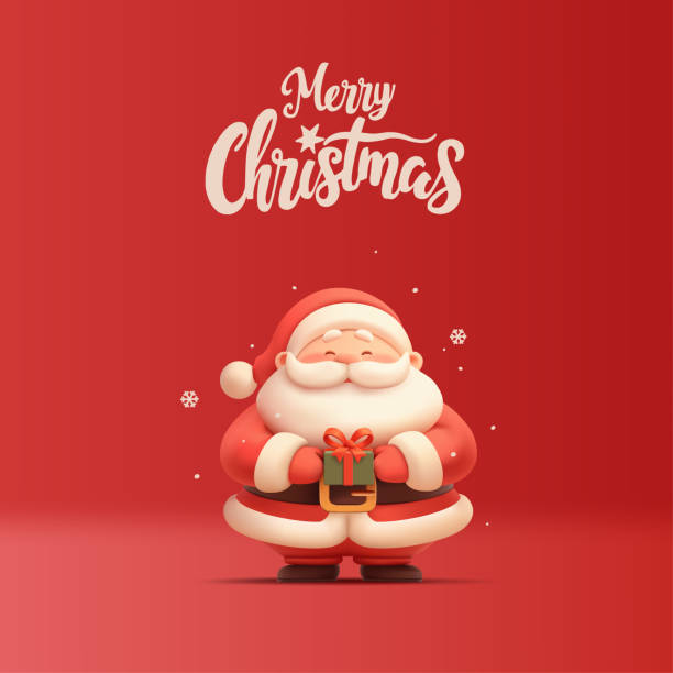 istock Red banner for the Christmas holidays. Santa with a gift, 3D. For greetings, invitations, advertising concepts. Vector illustration. 2182965654