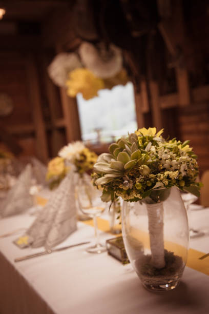istock Charming wedding bouquet centerpiece in a rustic setting with elegant decor and soft lighting 2182967173