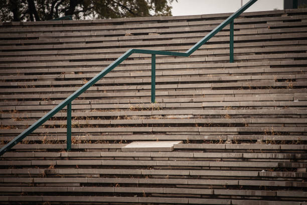 The photograph features a set of old, dilapidated steps in an urban environment, characterized by cracked stone, overgrown vegetation, and signs of neglect. The image serves as a visual commentary on urban decay and the challenges associated with maintaining aging infrastructure. It draws attention to the historical aspects of the city that may be at risk of being forgotten or lost without proper preservation efforts. The deteriorating condition of the steps suggests a narrative about the passage of time, economic factors, and changing priorities within urban planning. By capturing this scene, the photograph encourages discussions on the importance of restoration, adaptive reuse, and the value of integrating historical elements into modern urban development to preserve cultural heritage and enhance community identity.