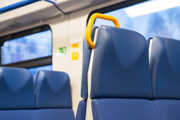 istock Seat and Handrail in Public Transport Interior for Commuters. 2182969180