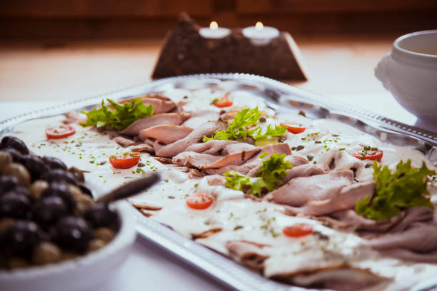 Delicious Food Items, Part of a Professionally Catered Meal Served on a Buffet for a Large Group