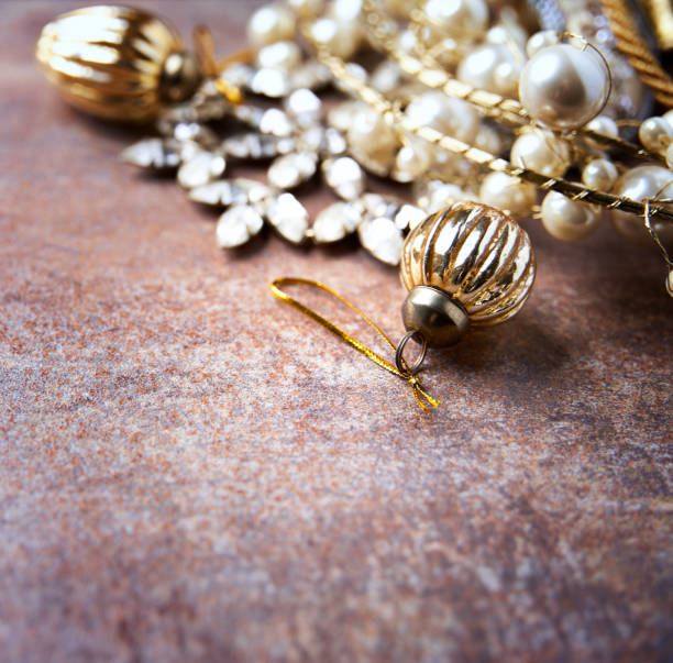 istock Christmas decoration on rustic stone background. Soft focus. Close up. Copy space. 2182984444